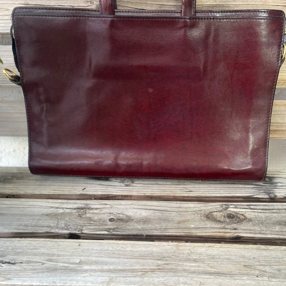GOLD PFEIL Burgundy Leather Briefcase-Preowned